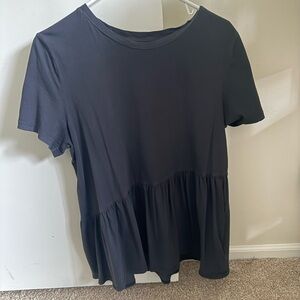 GAP Women's Black Short Sleeve Peplum Top